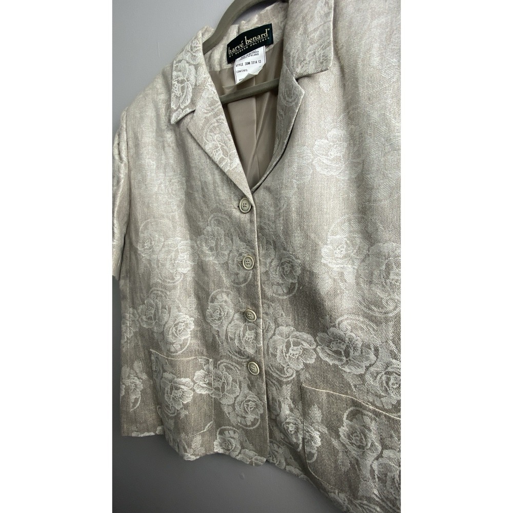 Vintage Harve Benard Woman Linen Floral Blazer Jacket Classic Style Size 18  EUC